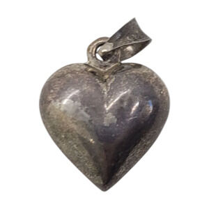 Vintage Large Sterling Silver 925 Big Puffy Heart Pendant Charm Patina